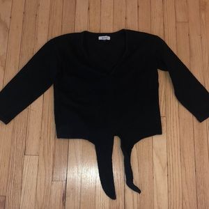 V neck crop sleeve madewell black
